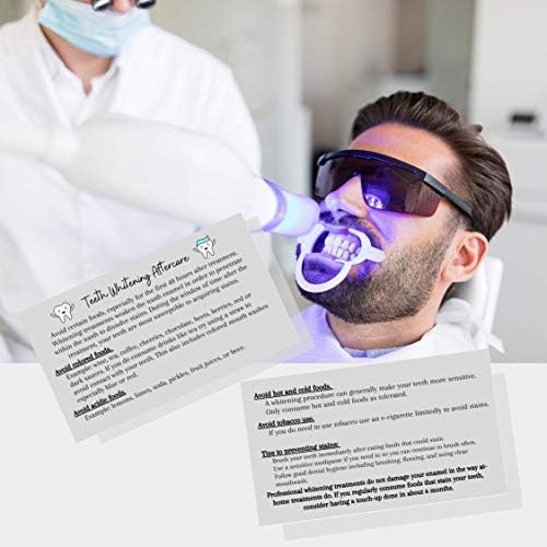 הלבנת שיניים מקצועית הטיפול בהוראות הטיפול בכרטיסי הטיפול | חבילה של 50 | גודל דו צדדי 2x3.5 אינץ 'כרטיס